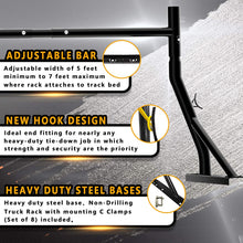 Truck Ladder Rack 800lbs Capacity with (8) Non-Drilling C-Clamps Heavy Duty Extendable Universal Pickup Truck Rack Two-bar Set Matte Black One Pair