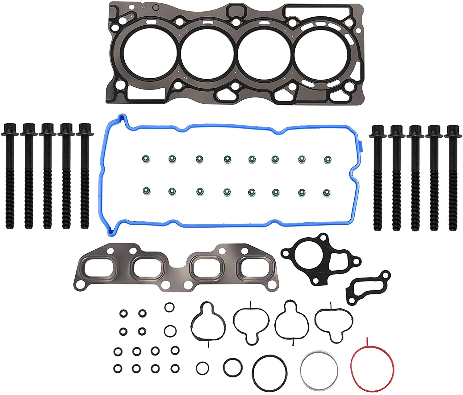 DNJ Head Gasket Set with Head Bolt Kit For 2005-2017 for Nissan Frontier 2.5L 2488cc 152cid L4 DOHC