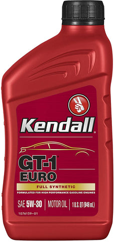 Kendall 1075017-12PK GT-1 Full Synthetic Euro 5W30 Motor Oil, 32. Fluid_Ounces, 12 Pack