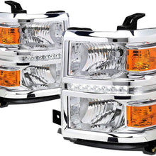 For Chevy Silverado GMT K2XX LED Headlight+4,300K H11 HIDs+Thick Ballasts (Chrome Housing Amber Reflector)