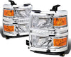 For Chevy Silverado GMT K2XX LED Headlight+4,300K H11 HIDs+Thick Ballasts (Chrome Housing Amber Reflector)