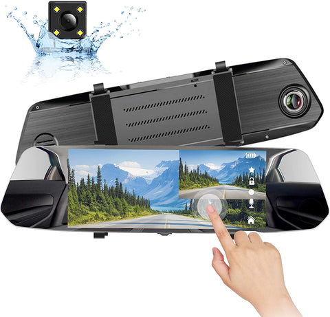 AVISIGHT Backup Camera 7'' Mirror Dash Camera | Touch Screen 1080P Rearview Dual Lens with Waterproof Rear Camera