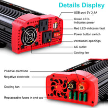 NDDI 1000W Car Power Inverter 12V DC to 110V AC Converter with Dual AC Outlets and 3.1A Quick Charging USB Port Car Adapter