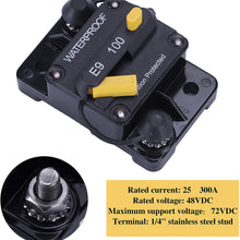 JUSTTOP 100Amp Circuit Breaker, 12V-48V DC Circuit Breaker with Manual Reset Waterproof Inline Fuse, Suitable for Campers, Trailers, RV, Ships, etc
