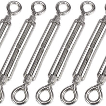 X AUTOHAUX 6pcs M6 Car 304 Stainless Steel Eye and Eye Turnbuckle Wire Rope Tension Replacement Silver Tone