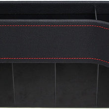 iJDMTOY (1) Black Leather Console Side Pocket Organizer, Car Seat Catcher w/Cup Holder Compatible With Drinks, Key, Wallet, Phone, Sunglasses, etc