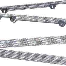 OxGord Rhinestone License Plate Frame Metal Chrome Diamond Bling Glitter Custom 12 Rows of Diamonds, 2pc