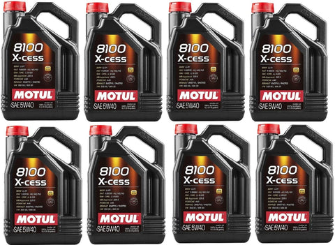 Motul 102870 Set of 8 8100 X-Cess 5W-40 Motor Oil 5-Liter Bottles