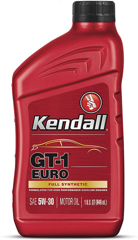Kendall 1075015-12PK GT-1 Full Synthetic Euro 5W40 Motor Oil, 32. Fluid_Ounces, 12 Pack