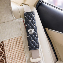 Evankin Auto Seat Belt Pads with Fashion Cute Bling Rhinestones,Exquisite Lattice Design,Soft Leather Stylish, Elegant Car Series Seat Belt Covers for Adults Girls Women Ladies Queen-Crown