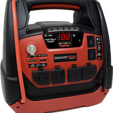 Smartech JSL-1250 1250 Amp Portable Jump Starter and 150 PSI Air Compressor | Car Battery Chargers Automotive, Tire Inflator Emergency Kit | Dual AC/DC Plugs for 12V & 120V | Digital Display