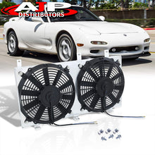 For Mazda RX7 FD FD3S JDM Manual MT Transmisson Aluminum Radiator Dual 12" Cooling Blade Fan Shroud Cover Kit