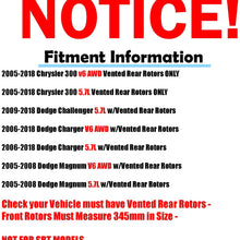 Detroit Axle - (5.7L V8 or AWD V6) Pair (2) Front 345mm Brake Kit Rotors w/Ceramic Pads w/Hardware Replacement for 2009-2018 Dodge Challenger - [2006-2018 Charger] - 2005-2008 Magnum - [2005-2018 300]