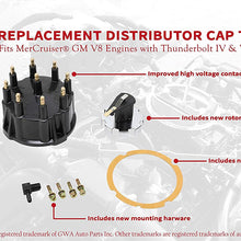 Replacement Distributor Cap Tune Up Kit - Compatible with Mercruiser GM V8 Engines with Thunderbolt IV, V HEI Ignition System - Replaces 187523, 805759Q3, 805759T3, 815407A2 - Rotor, Cap, Gasket