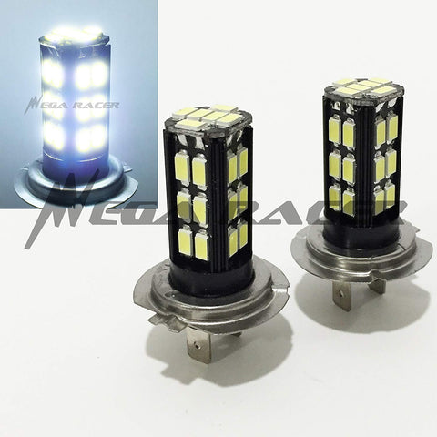 Mega Racer H7 (High Beam Headlight) Super White 6000K Bright-Chip 30-LED Xenon Lamp Light Bulb Replace Auto Car