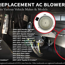 AC Heater Blower Motor - Compatible with Acura, Dodge, Ford, Honda, Jeep Vehicles & more - TL, 200, Sebring, Journey, Ram 1500, Pilot, Accord, Edge - Replaces 15-80644, 79310STKA41, 5191345AA