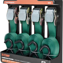 CURT 83016 1-Inch x 16-Foot Dark Green Nylon Cargo Straps, 900 lbs. Break Strength, 4-Pack