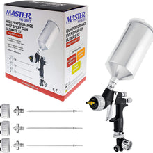Master Pro 44 Series High Performance HVLP Spray Gun Ultimate Kit with 4 Fluid Tip Sets 1.3, 1.4, 1.5 and 1.8mm and Air Pressure Regulator Gauge - Automotive Basecoats, Clearcoats, Primers Woodworking