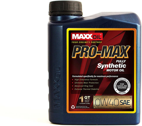 Maxx Oil PRO MAX 0W40 Premium Synthetic Motor Oil - 1 Quart
