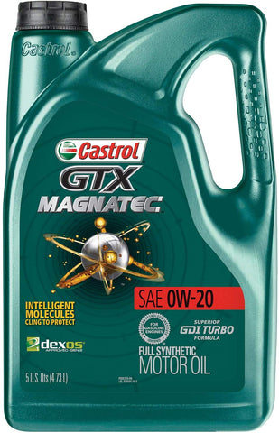 Castrol 03060 GTX MAGNATEC 0W-20 Full Synthetic Motor Oil, Green , 5 Quart