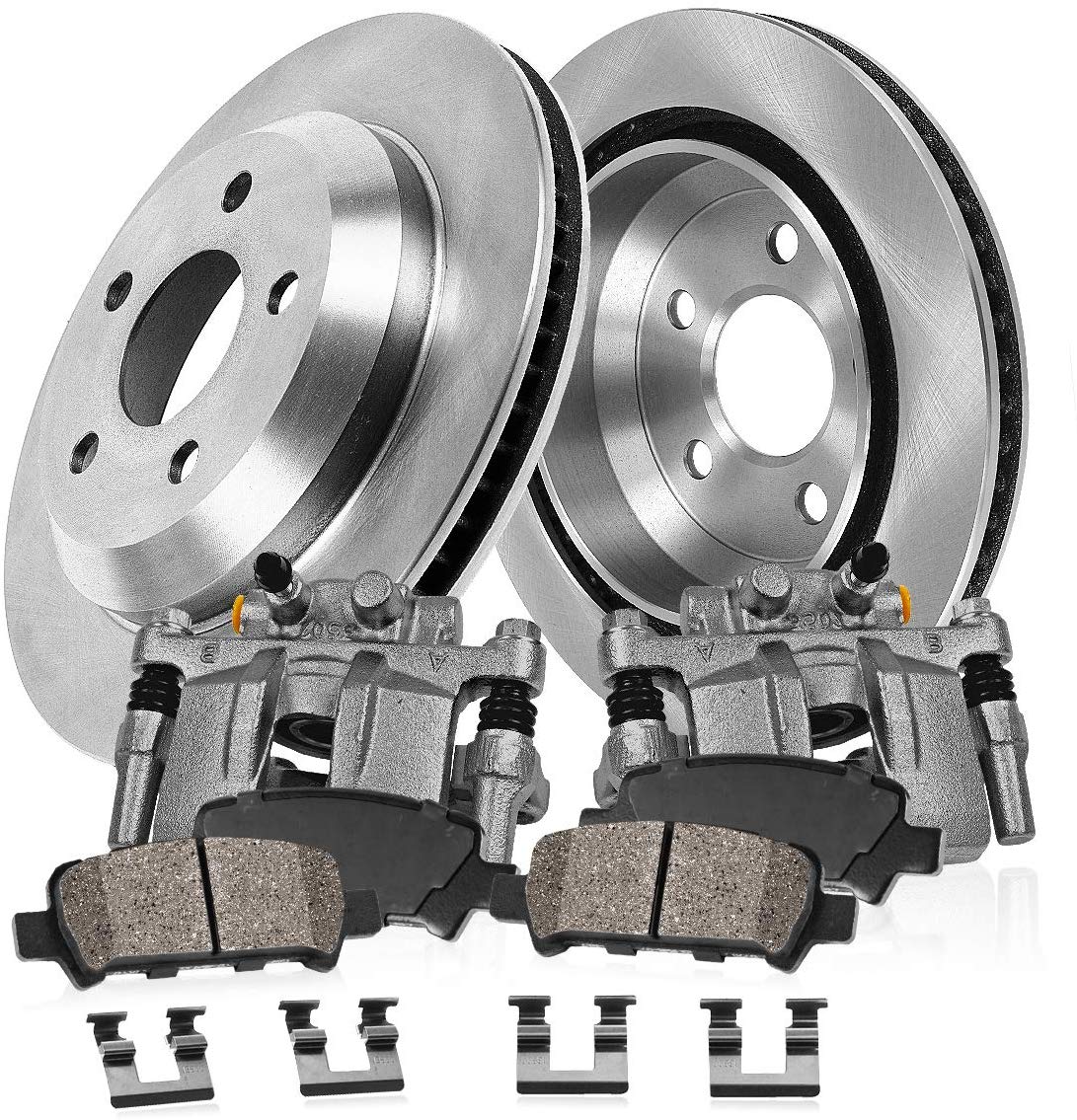 CCK02606 [2] REAR Original Calipers + [2] OE Rotors + [4] Low Dust Ceramic Brake Pads
