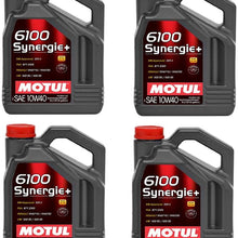 Motul 108647 Set of 4 6100 Synergie+ 10W-40 Motor Oil 5-Liter Bottles