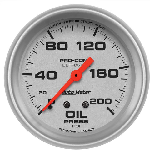 Auto Meter 4422 Ultra-Lite Mechanical Oil Pressure Gauge,2.625 in.