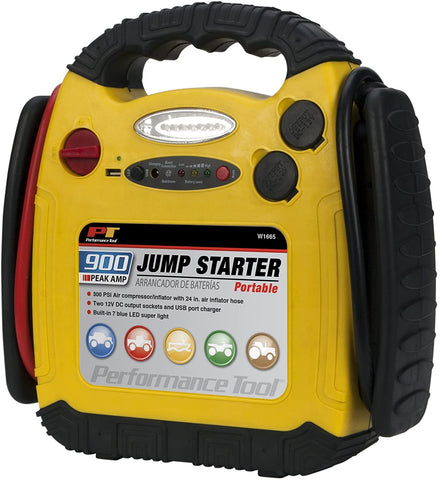 Performance Tool W1665 Emergency Jumper/Inflator Starter 900 Peak AMP Tool