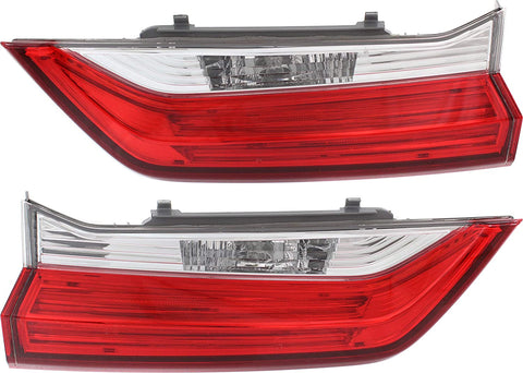 Tail Light Set of 2 Compatible With 2017-2019 Honda CR-V Clear & Red Lens Halogen With bulbs Driver and Passenger Side Inner