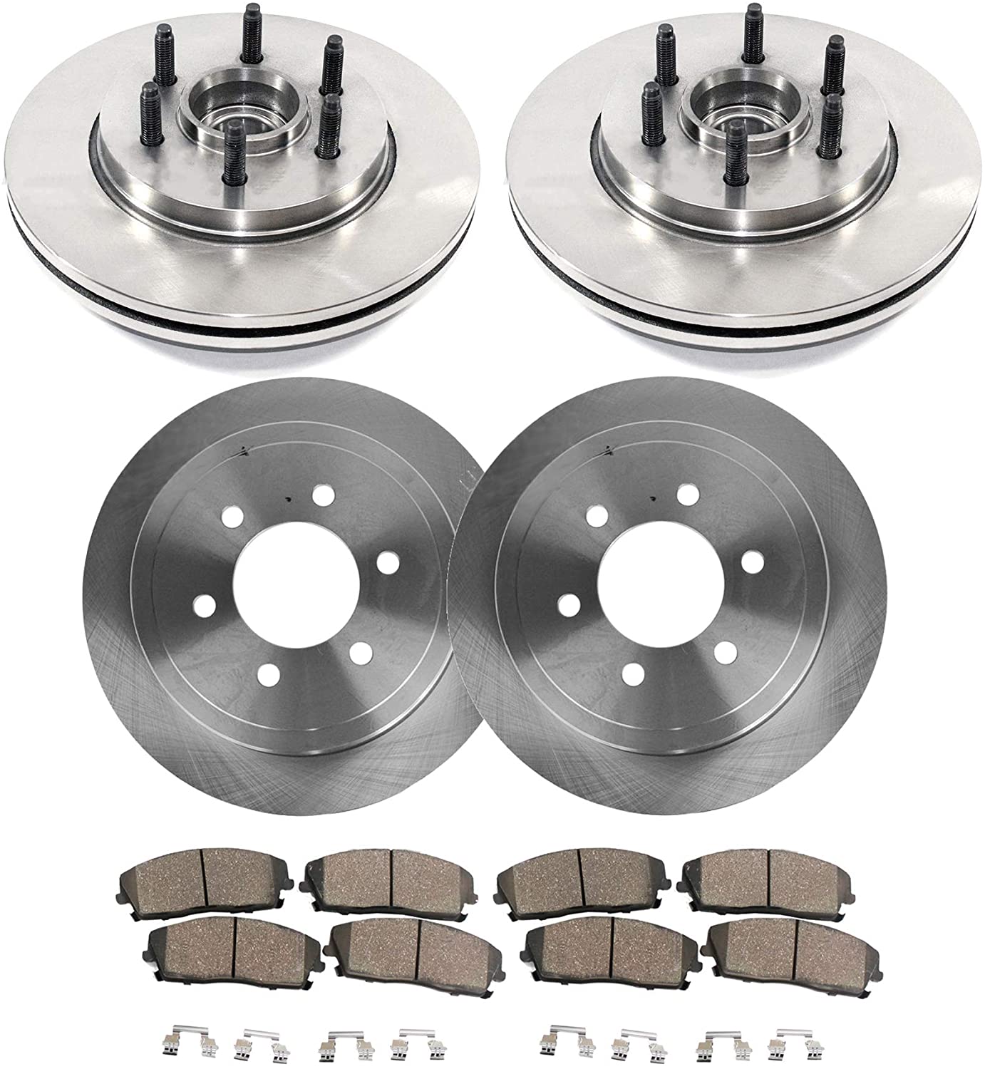 Detroit Axle - All (4) Front and Rear Disc Brake Kit Rotors w/Ceramic Pads w/Hardware for 2004 2005 2006 2007 2008 Ford F-150 2WD 6 Lug - [06-08 Lincoln Mark LT]