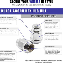 Wheel Accessories Parts 20 Dual Coating Chrome 12x1.5 Closed End Bulge Acorn Lug Nuts - Cone Seat - 19mm Hex Wheel Lug Nut