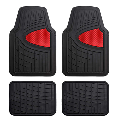 FH Group Red F11311RED Rubber Floor Mat(Heavy Duty Tall Channel, Full Set Trim to Fit)