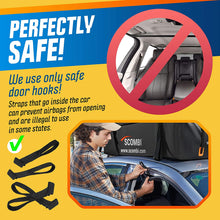 Scombi Military-Grade Waterproof Rooftop Cargo Carrier – 19 Cubic Ft. with 4 Door Hooks, Zipper/Buckle Closure, Extra Strap – Black Roof Bag for Cars with or Without Rack