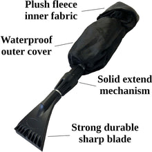 Roe & Moe Snow & Ice Scraper for Cars & Trucks w/Extend. Telescoping Feature & Waterproof Glove - Mitts Have Water repelling Outer Cover & Plush Inner Fabric to Keep Your Hands Dry, Warm and Cozy (2)