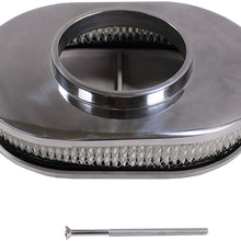 12" x 2" Oval Full Finned Polished Aluminum Air Cleaner Assembly 12x2 Retro