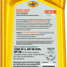 Pennzoil 550053454 Start/Stop Protection Full Synthetic 5W-30 Motor Oil, 1 Quart, 6 Pack
