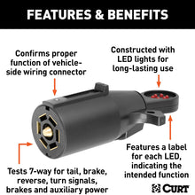 CURT 58270 7-Pin RV Blade Trailer Wiring Towing Vehicle Socket Tester