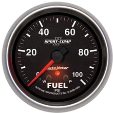 Auto Meter 7663 Sport-Comp II 2-5/8" 0-100 PSI Full Sweep Electric Fuel Pressure Gauge with Peak Memory and Warning