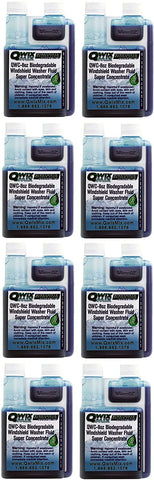 Qwix Mix Biodegradable Windshield Washer Fluid Concentrate, 1 Bottle Makes 32 Gallons, 1/4 oz. Makes 1 Gallon - Bug & Grime Remover, Superior Commercial Grade Glass Cleaner, Box of 8