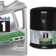 Mobil 1 Advanced Fuel Economy Full Synthetic Motor Oil 0W-30, 5-Quart, Single Bundle M1-103A Extended Performance Oil Filter