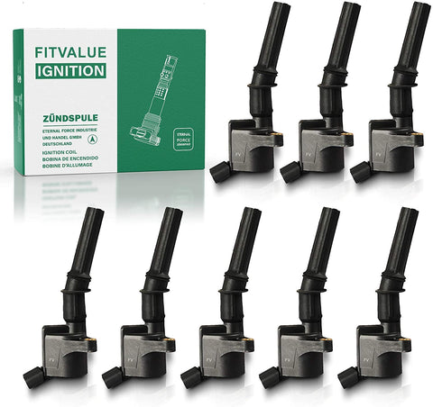 High Power Curved Ignition Coil Pack 8. Easy Fitting Parts, Compatible With Most Ford 150, 250, 350, 450, Expedition, Explorer, Excursion Models With 4.6l, 5.4l, 6.8l Engines, Old And New. Set Of 8.