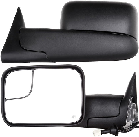 ANPART Towing Mirrors Fit for 1998-2001 Dodge Ram 1500 1998-2002 Dodge Ram 2500 Ram 3500 Tow Mirrors With A Pair Left and Right Side Power Regulation with Heating