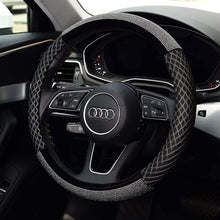 KAFEEK Diamond Steering Wheel Cover with Bling Bling Crystal Rhinestones, Universal 15 inch Anti-Slip, Breathable Ice Silk Black Diamond