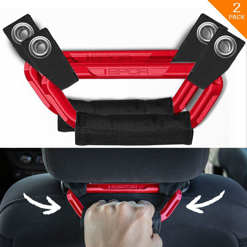 GPCA Headrest Grab Handles PRO Universal for Jeep, Truck,Sports Car,Easy headrest Pole Mount for 4X4 Off-Road Backseat Passengers. GP Back Grip Patent Pending. (RED Aluminum)