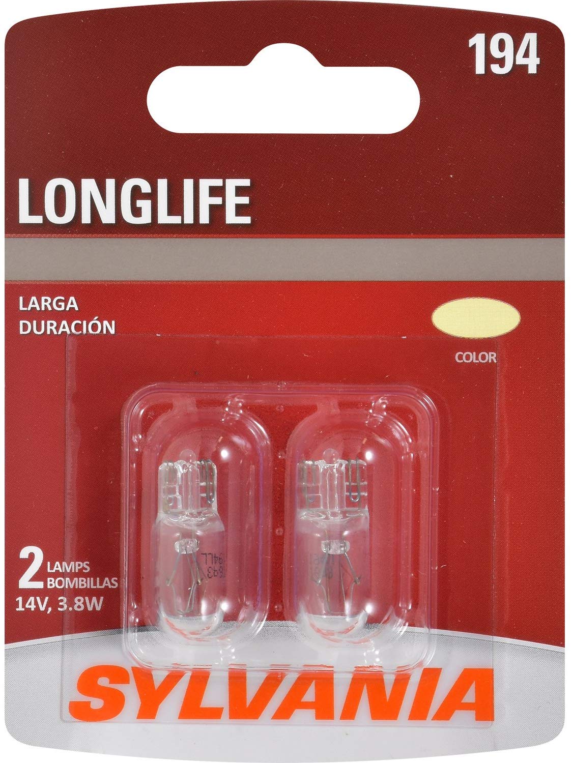 SYLVANIA - 194 Long Life Miniature - Bulb, Ideal for Interior Lighting – Trunk, Cargo and License Plate (Contains 2 Bulbs)