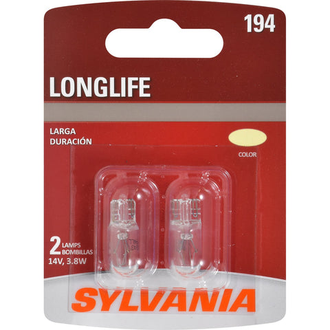 SYLVANIA - 194 Long Life Miniature - Bulb, Ideal for Interior Lighting – Trunk, Cargo and License Plate (Contains 2 Bulbs)