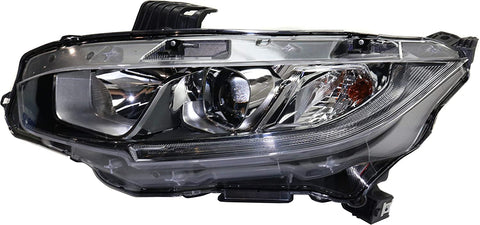 Headlight Assembly Compatible with 2016-2019 Honda Civic Halogen Coupe Hatchback Sedan CAPA Driver Side