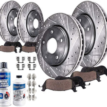 Detroit Axle - Front Rear Drilled & Slotted Brake Rotors Ceramic Pads w/Hardware for 2017-2018 Lexus LX570 - [2008-2016 Toyota Sequoia] - 2007-2016 Tundra - [2016 Land Cruiser]