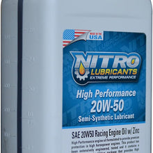 Nitro Lubricants 20W-50 High Performance Racing Motor Oil - Heavy Duty, Semi Synthetic Engine Oil - Race Motor Oil High in Zinc - for Engines Requiring 20W 50 Motor Oil - Ford, Chevy, Toyota, Etc.