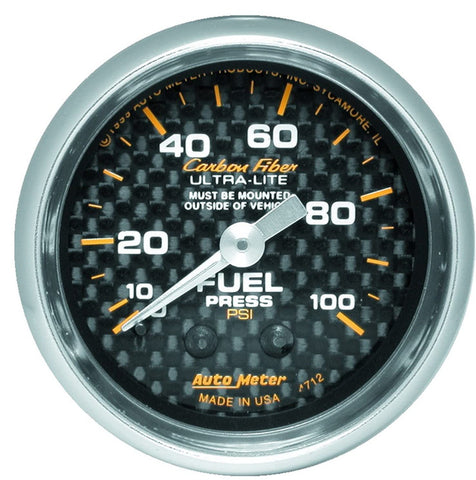 AUTO METER 4712 Carbon Fiber Mechanical Fuel Pressure Gauge